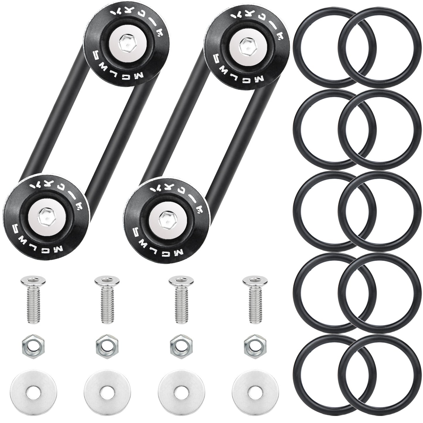 Black Bumper Quick Release, Mellbree Upgrade Quick Release Trunk Front Rear Bumper Holders with Stainless Steel Screws Kit Compatible for Car Bumper