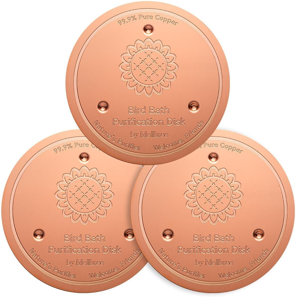 3 Pack Bird Bath Copper Disk