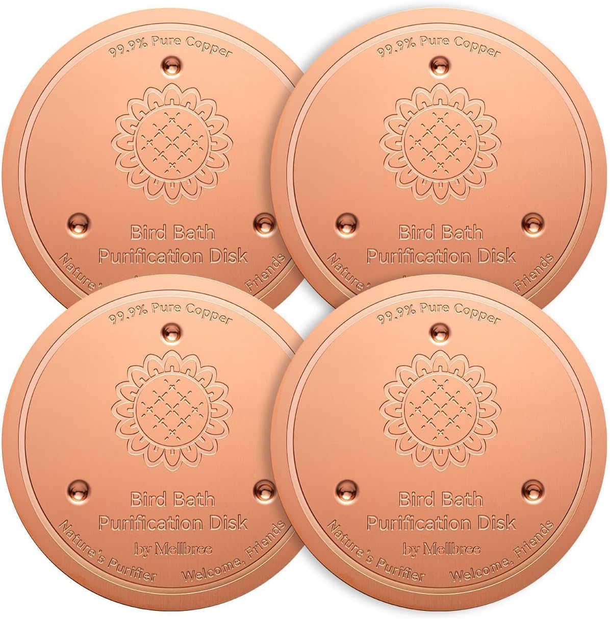 4 Pack Bird Bath Copper Disk
